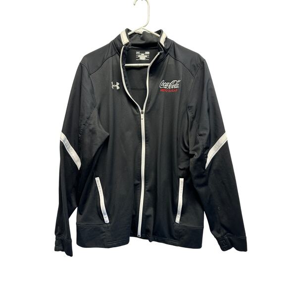 Under Armour Coke Zero Full Zip Jacket Black White Diagonal Stripes Loose fit L - Picture 1 of 10